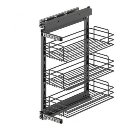 Chariot coulissant TitaneStar avec amortisseur pour caisson de 300 mm, Gris anthracite