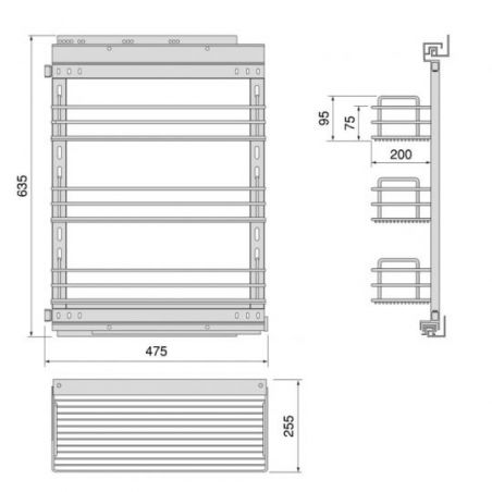 Chariot coulissant TitaneStar avec amortisseur pour caisson de 300 mm, Gris anthracite