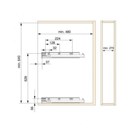 Chariot coulissant TitaneStar avec amortisseur pour caisson de 300 mm, Gris anthracite