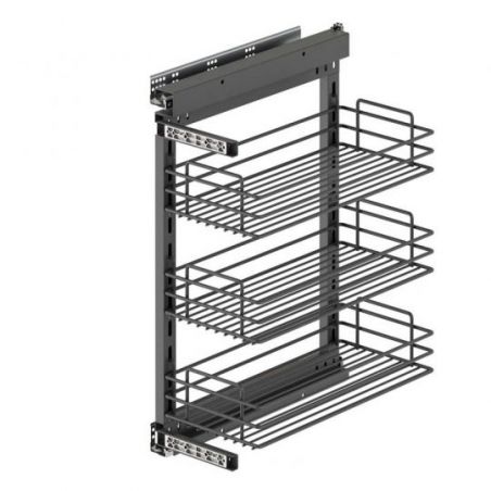 Chariot coulissant TitaneStar avec amortisseur pour caisson de 400 mm, Gris anthracite