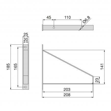 Jeu de 2 supports Shelf pour étagères en bois, forme triangulaire, Noir