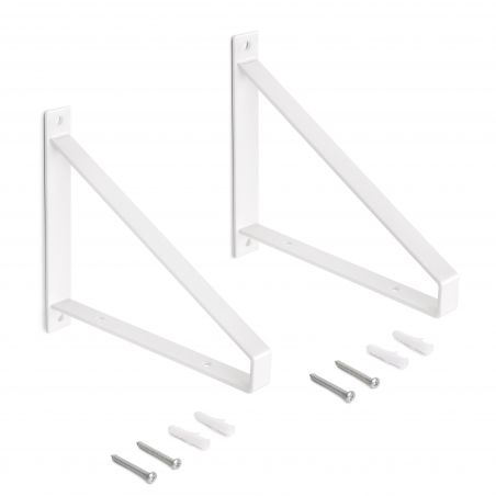 Jeu de 2 supports Shelf pour étagères en bois, forme triangulaire, Blanc