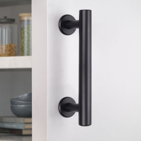 Poignée Pasadena pour porte coulissante en bois, Longueur 240 mm, Tige 180 mm, Noir