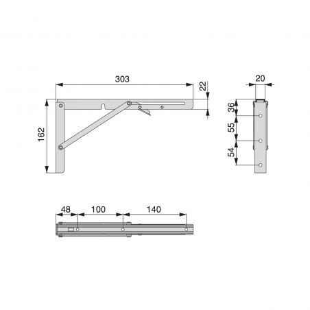 Jeu de 2 supports relevables, longueur 303mm, Noir