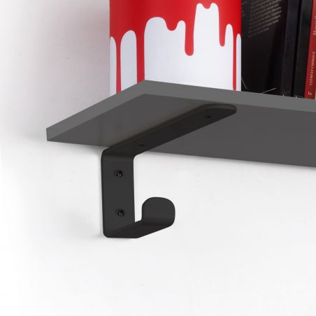 Jeu de 2 supports Shelf pour étagères en bois avec patère intégrée, Noir