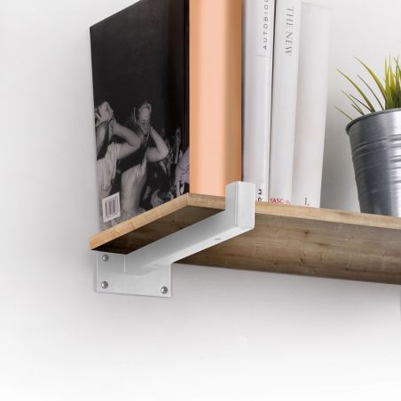 Jeu de 2 supports Shelf pour étagères en bois, droit avec tube carré, Blanc