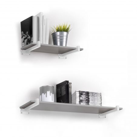 Jeu de 2 supports Shelf pour étagères en bois, droit avec tube carré, Blanc