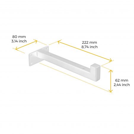 Jeu de 2 supports Shelf pour étagères en bois, droit avec tube carré, Blanc