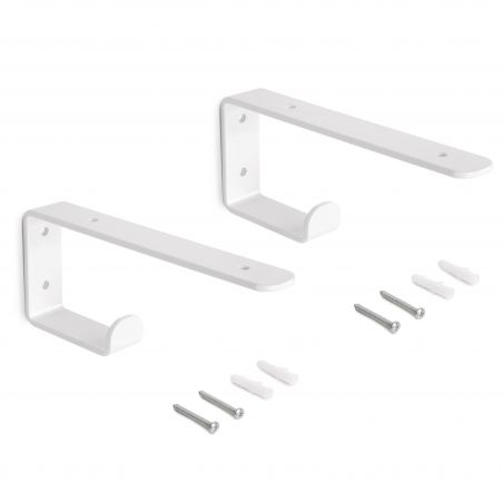 Jeu de 2 supports Shelf pour étagères en bois avec patère intégrée, Blanc