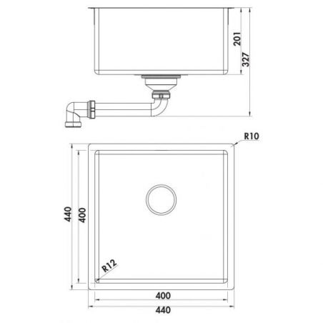 Corno Piu PFU3, Evier encastrable, acier inox