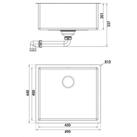 Corno Piu PFU5, Evier encastrable, acier inox