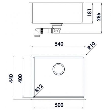 Corno Basso 4, Evier encastrable, acier inox