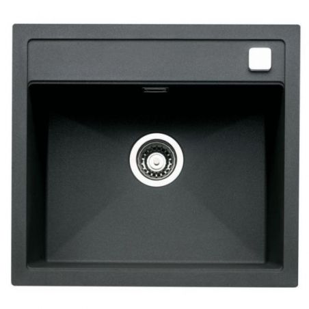 Angola 56 - lot Evier encastrable, granite nero et mitigeur Drive 1S, couleur acier inox/noir