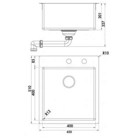 Lot Corno Piu PR3, Evier encastrable avec robinetterie Fuoco 1