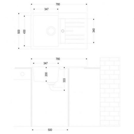 Corto 780, Evier encastrable, granite expresso