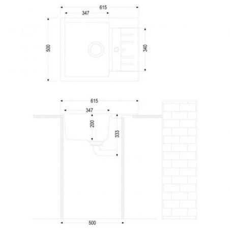 Corto 615, Evier encastrable, granite expresso